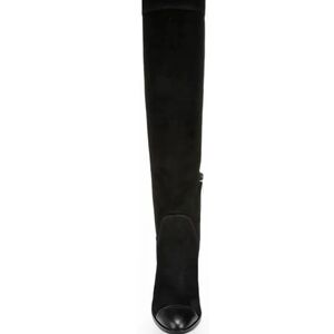 Veronica Beard Conrad Black Suede Leather Over The Knee Cap Toe Boots NIB 10US